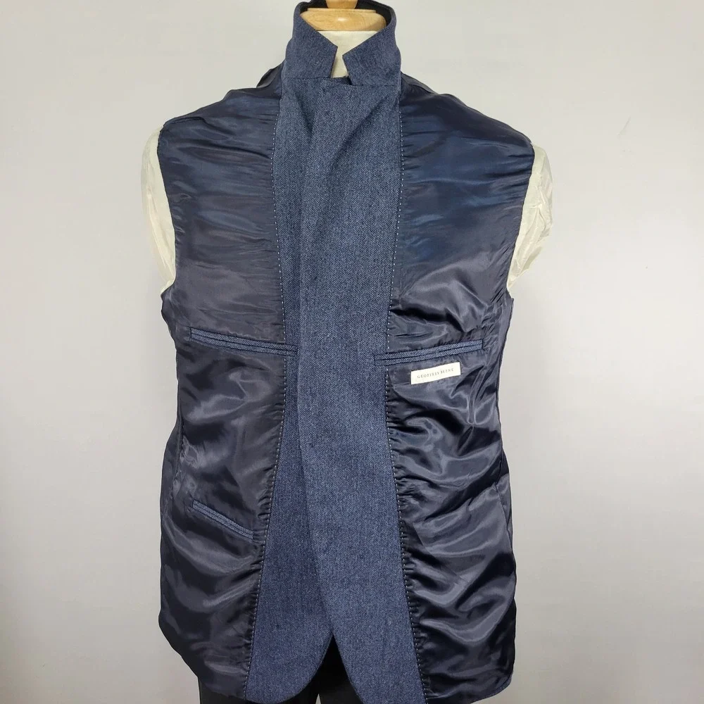 Geoffrey Beene Men's Tweed‎ Sport Coat Blazer Two Button Blue Wool Polyester 44R